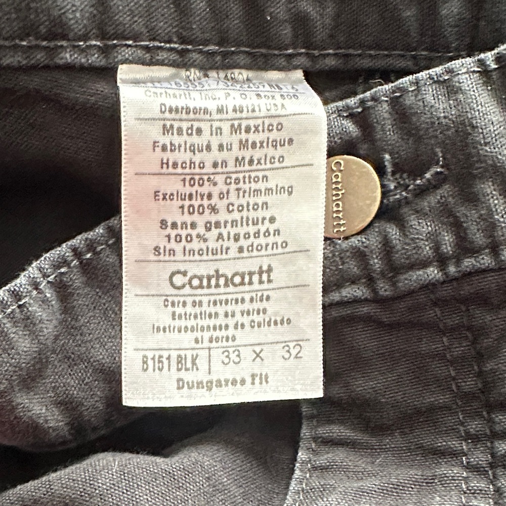 EUC Men’s Carhartt B151 Work Pants size 33x32 Black - Picture 5 of 6